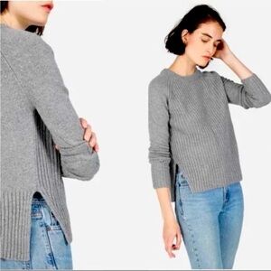 Everlane Gray Ribbed Wool Cashmere Crew Sweater